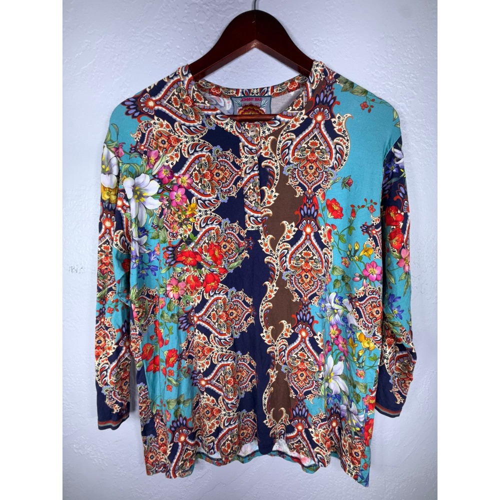 Johnny Was Los Angeles Bamboo Paisley Floral Print Top T109216-7 Small Multi